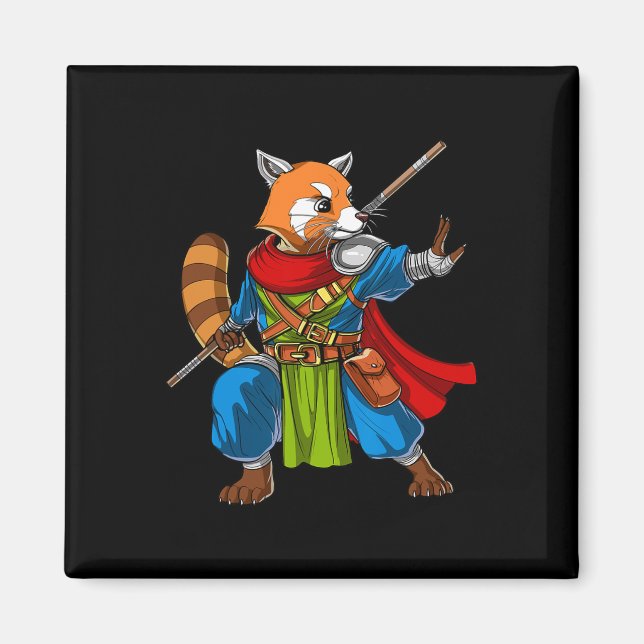 Íman Red Panda Bear Ninja Samurai Warrior Funny Kung Fu (Frente)