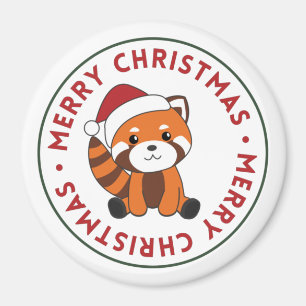 Íman Red Panda Christmas Snow Animais de inverno Pandas