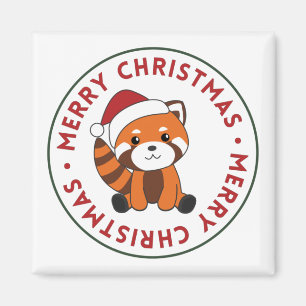 Íman Red Panda Christmas Snow Animais de inverno Pandas
