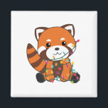 Íman Red Panda Christmas Snow Winter Animais Pandas<br><div class="desc">O panda vermelho para suavidade com luzes justas. Animais engraçados com presentes e neve até as férias. Também é engraçado para o Natal em julho. Os Pandas Vermelhos são animais doces e perfeitos para o Natal.</div>