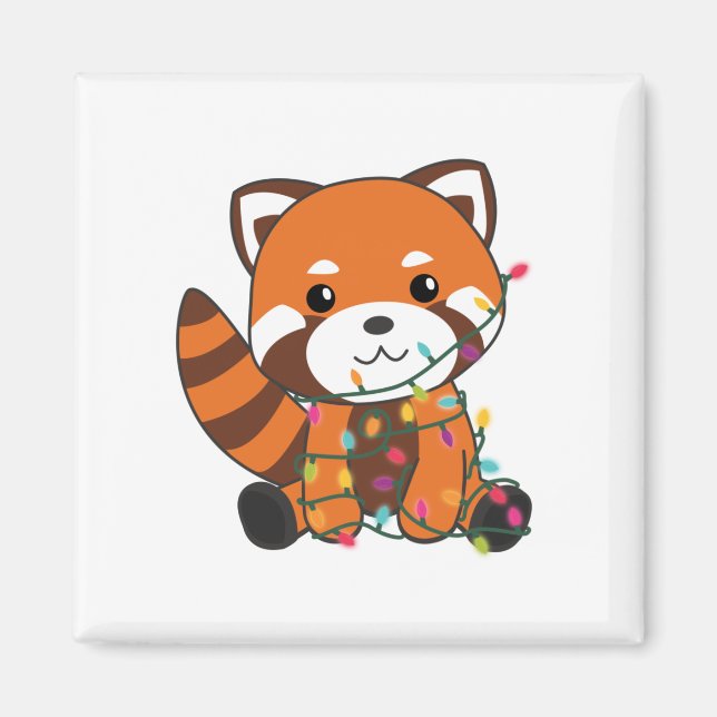 Íman Red Panda Christmas Snow Winter Animais Pandas (Frente)