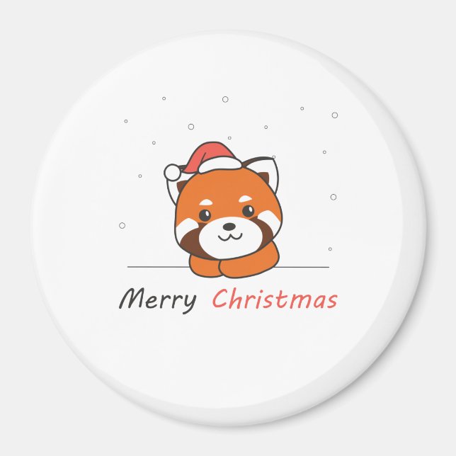 Íman Red Panda Christmas Snow Winter Animais Pandas (Frente)