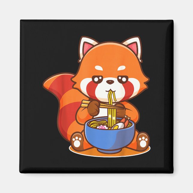 Íman Red Panda Eating Ramen Japanese Soup Zoo Animal Zo (Frente)