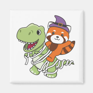 Íman Red Panda Happy Halloween T-rex Mummy Costume