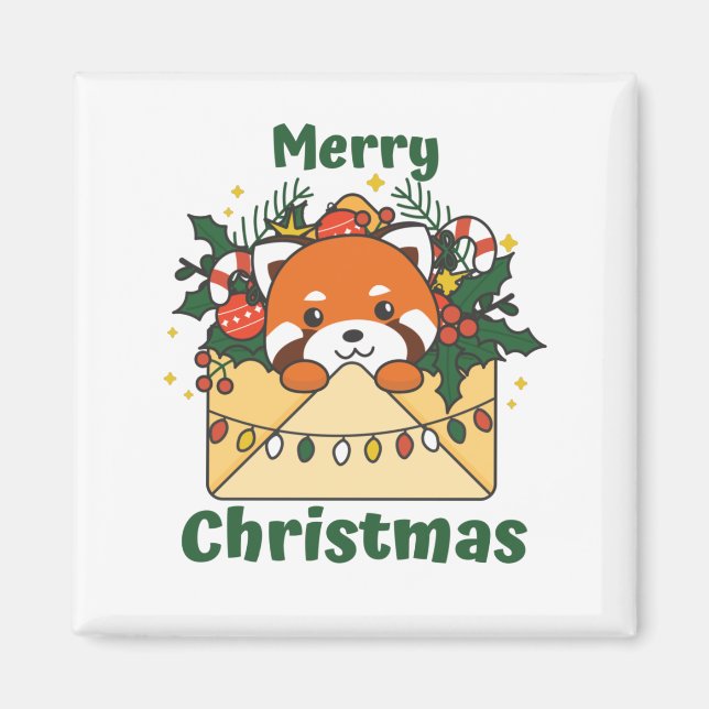 Íman Red Panda - Letra de Natal dos Animais de inverno  (Frente)