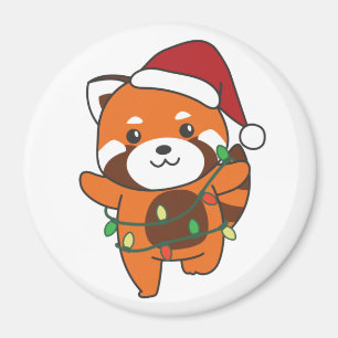Íman Red Panda Natal Animais de inverno Red Pandas Magn