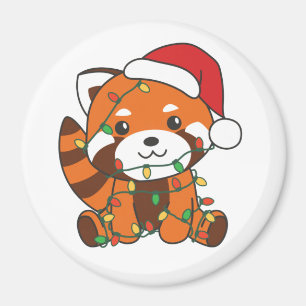 Íman Red Panda Natal Animais de inverno Red Pandas Magn