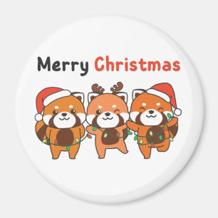 Íman Red Panda Natal Pandas Vermelhas Feliz Natal Mag