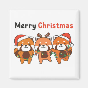 Íman Red Panda Natal Pandas Vermelhas Feliz Natal Mag