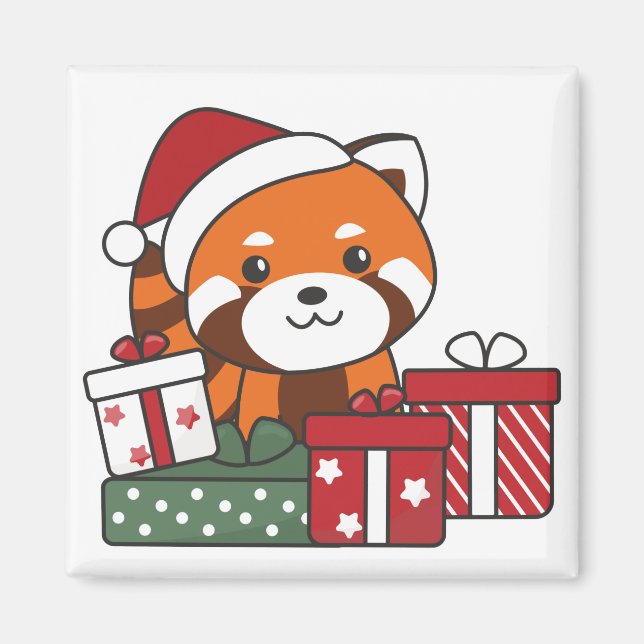Íman Red Panda Natal Presente Inverno Vermelho Pandas M (Frente)