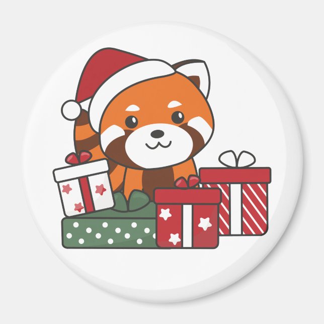 Íman Red Panda Natal Presente Inverno Vermelho Pandas M (Frente)