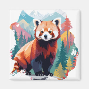 Íman Red Panda Vetor Art Animal Na Natureza Majestosa