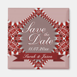 Íman Red Pink the Date Wedding Magnet