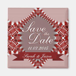Íman Red Pink the Date Wedding Magnet