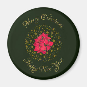 Íman Red Poinsettia Plant on glitter starstarry green s