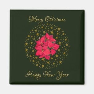 Íman Red Poinsettia Plant on glitter starstarry green s