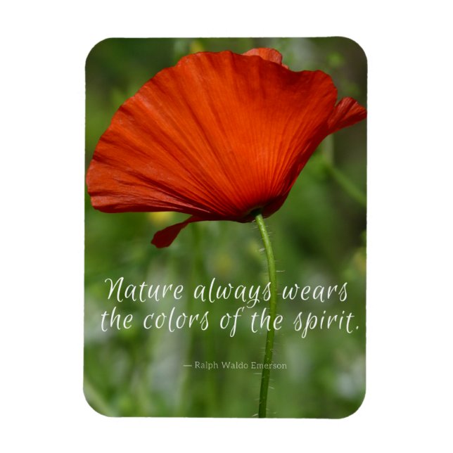 Íman Red Poppy Emerson Nature Quote Magnet (Vertical)