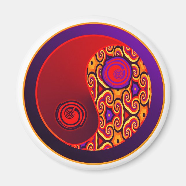 Íman Red & Purple Swirls Yin Yang (Frente)