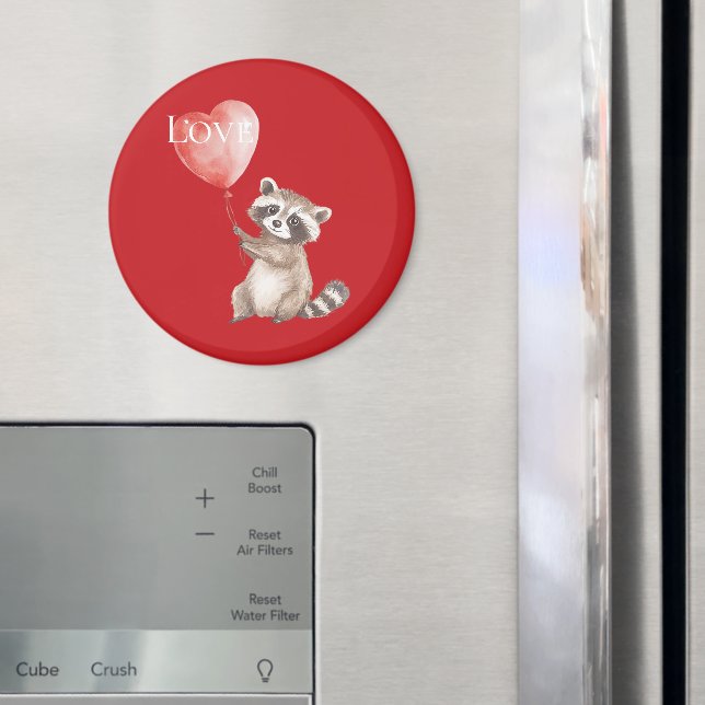 Íman Red Raccoon com um Amor de Balão (In Situ (Fridge))