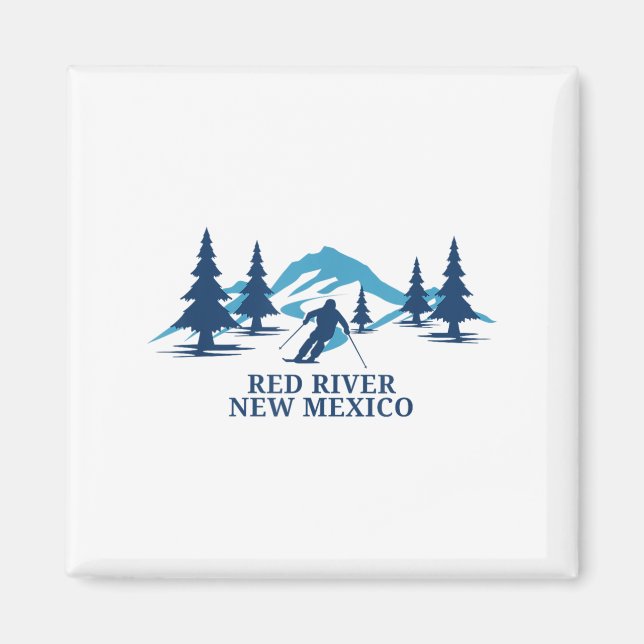 Íman Red River New Mexico Ski Resort Skiier _1 (Frente)