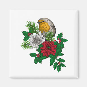 Íman Red robin sobre decoração de Natal