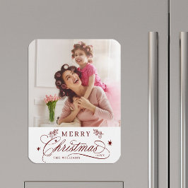 Íman Red Romantic Calliografia Feliz Foto de Natal