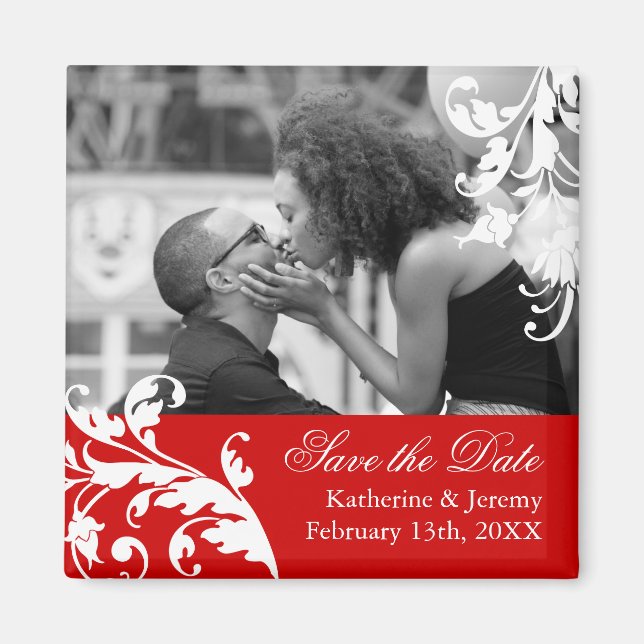 Íman Red Save the Date Wedding Magnet (Frente)