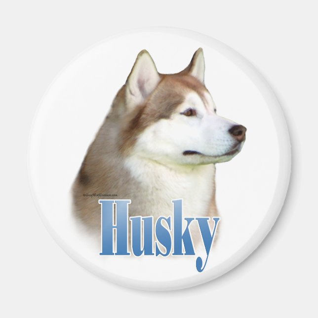 Íman Red Siberian Husky Name - Magnet (Frente)