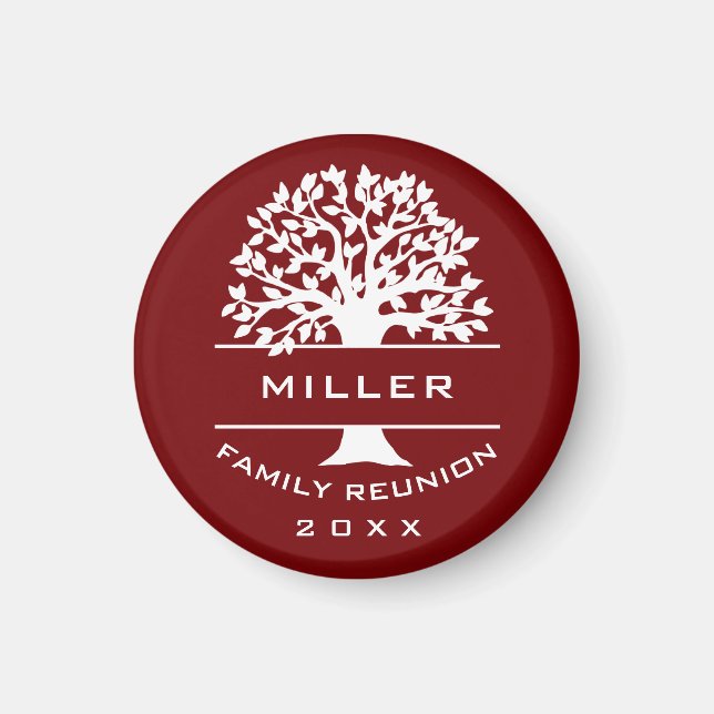 Íman Red Silhouette Tree Family Reunion Souvenir Gift (Frente)