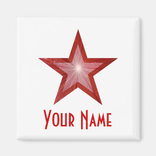 Íman Red Star 'Seu nome' imã de geladeira branco