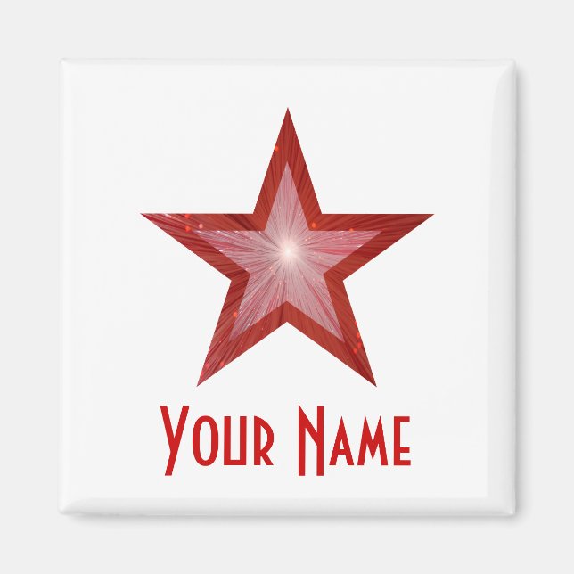 Íman Red Star 'Seu nome' imã de geladeira branco (Frente)