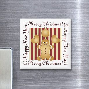 Íman Red Stripe Christmas Cookie Cute Gingercake Man