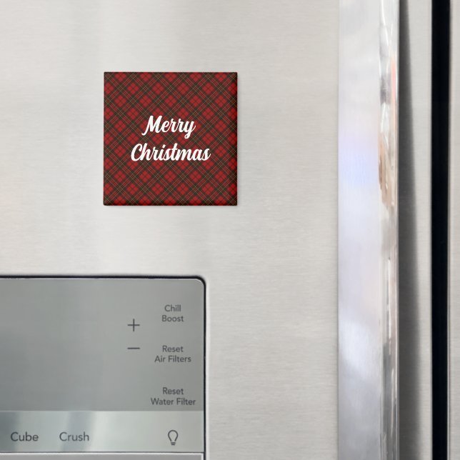 Íman Red Tartan Felry Feriados de Natal Texto personali (In Situ (Fridge))