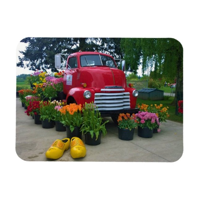 Íman Red Truck com Tulips, Oregon (Horizontal)