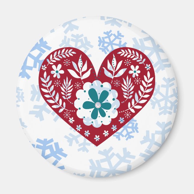 Íman Red Vintage Heart Holiday Love (Frente)