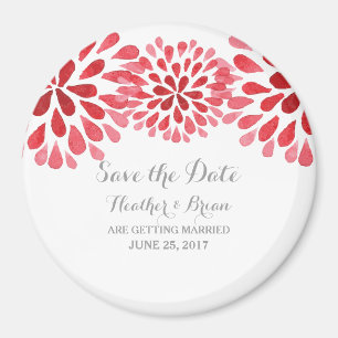 Íman Red Watercolor Chrysanthemum Save the Date