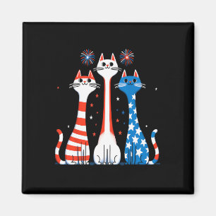Íman Red White Blue Cats Usa Flag Firework 4 De Julho