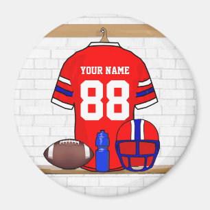 Íman Red White Blue Football Jersey personalizado