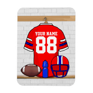 Íman Red White Blue Football Jersey personalizado