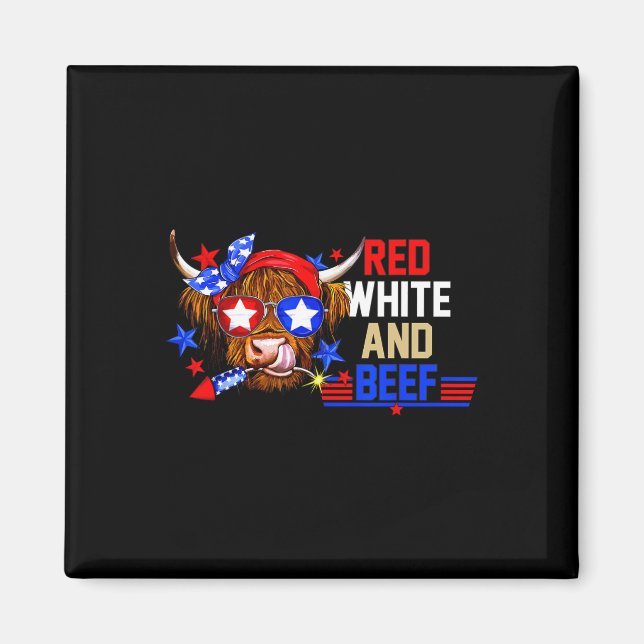 Íman Red White E Beef 4 De Julho Gado American Fla (Frente)