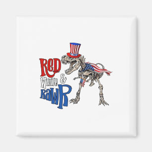 Íman Red White E Rawr Usa Patriótico 4 De Julho Dinos