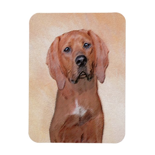 Íman Redbone Coonhound Painting - Arte De Cachorro Orig (Vertical)
