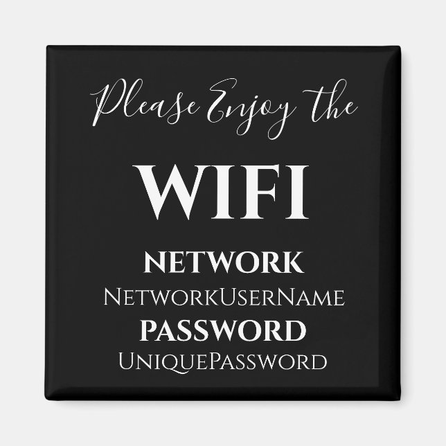 Íman Rede WiFi e Senha Elegantes  (Frente)