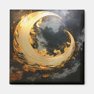 Íman Redemoinho Abstrato Moderno Ouro Preto Lua