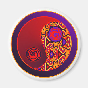 Íman Redemoinhos Yin Yang do vermelho & do roxo