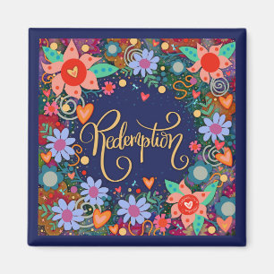Íman Redenção Diversão Bonito Inspirivência Floral Azul