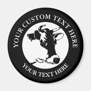Íman redondo clássico de texto personalizado de 