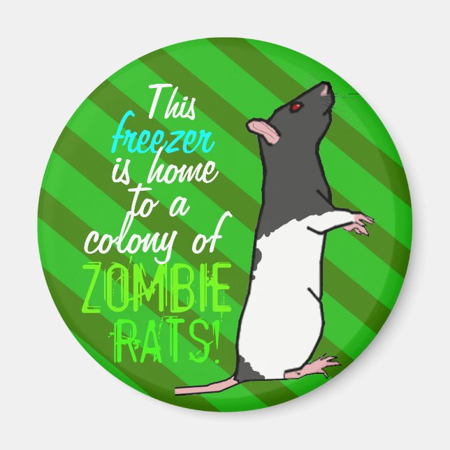 Íman redondo de rato zombie (rato preto) (Frente)