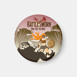 Íman redondo desgastado por batalhas