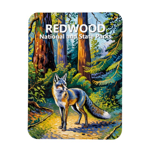 Íman Redwood National Park Van Gogh Forest Fox Custom (Vertical)